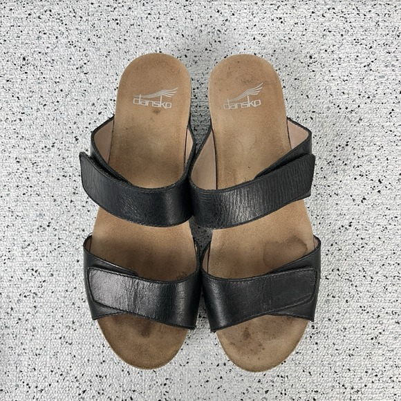 Dansko Vienna Slide Sandals Womens EU 38 US 7.5-8 Black Leather Comfort Shoes - Picture 6 of 8